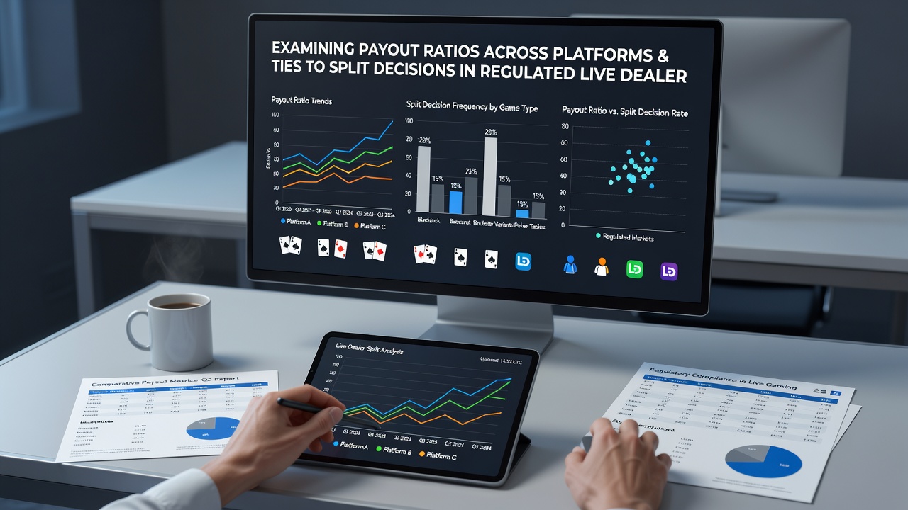 Chart displaying regional regulatory data on RTP percentages and split frequency in live dealer environments